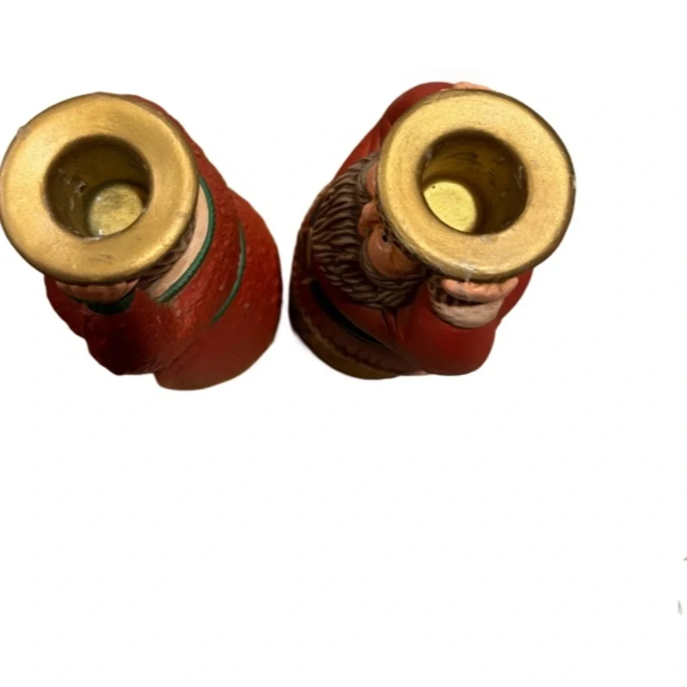 Vintage Santa and Mrs. Claus Holiday Ceramic Taper Holders - Picture 7 of 9